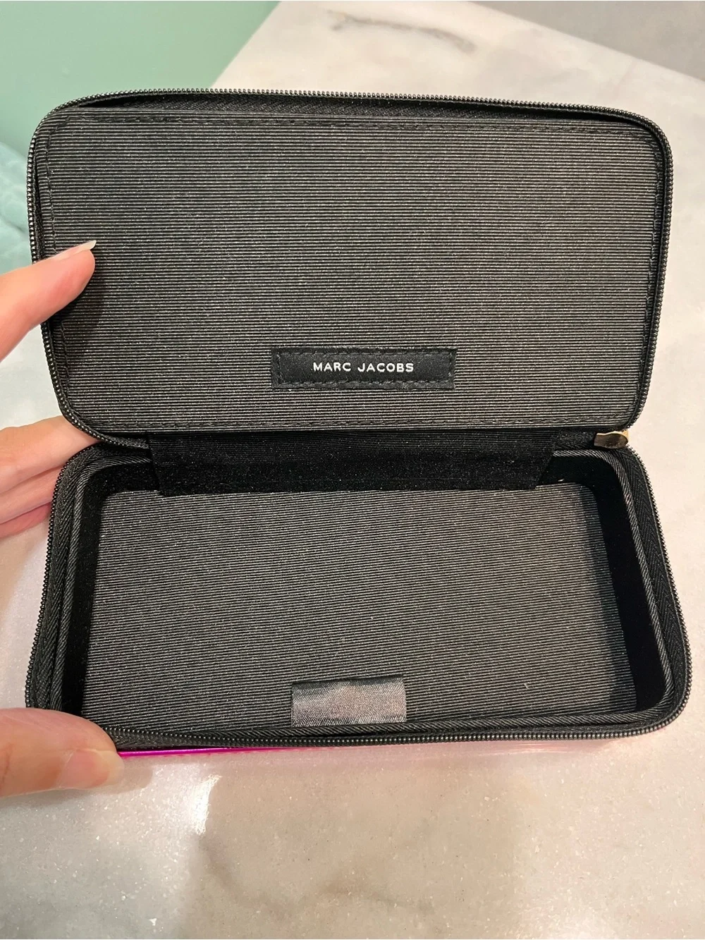 Marc Jacob’s Metallic Cosmetic Bag Fuchsia